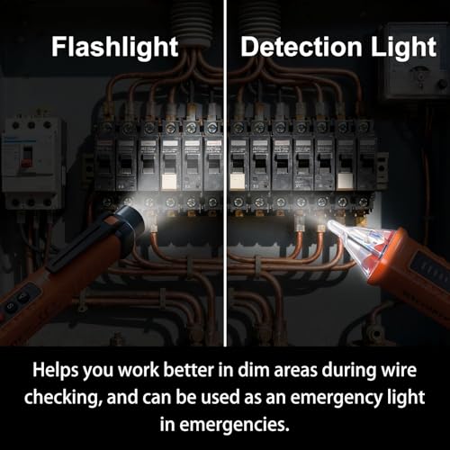 voltage tester non-contact voltage detector electrical tester 3 ranges ac 12v48v70v-1000v livenull wire tester with buzzer alarm and flashlight wire breakpoint finder - orange