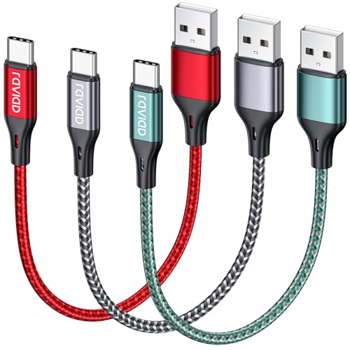 RAVIAD Cable USB C [3Pack 0.5M] Cable USB C Carga Rapida 3A Carga Rápida y Sincronización Nylon Cable Cargador Tipo C para iPhone 16 15 Pro Max, Galaxy S25 S24 S23 S22 S21 S20 A53, Huawei P60