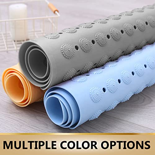 Image of TurtleGrip Anti-Slip Shower Mat, 100x40 cm Accu-Pebble (Blue), Anti-Skid Extra Large Bath Mat with Suction Cups, Machine Washable Bathroom Mats with Drain Holes
