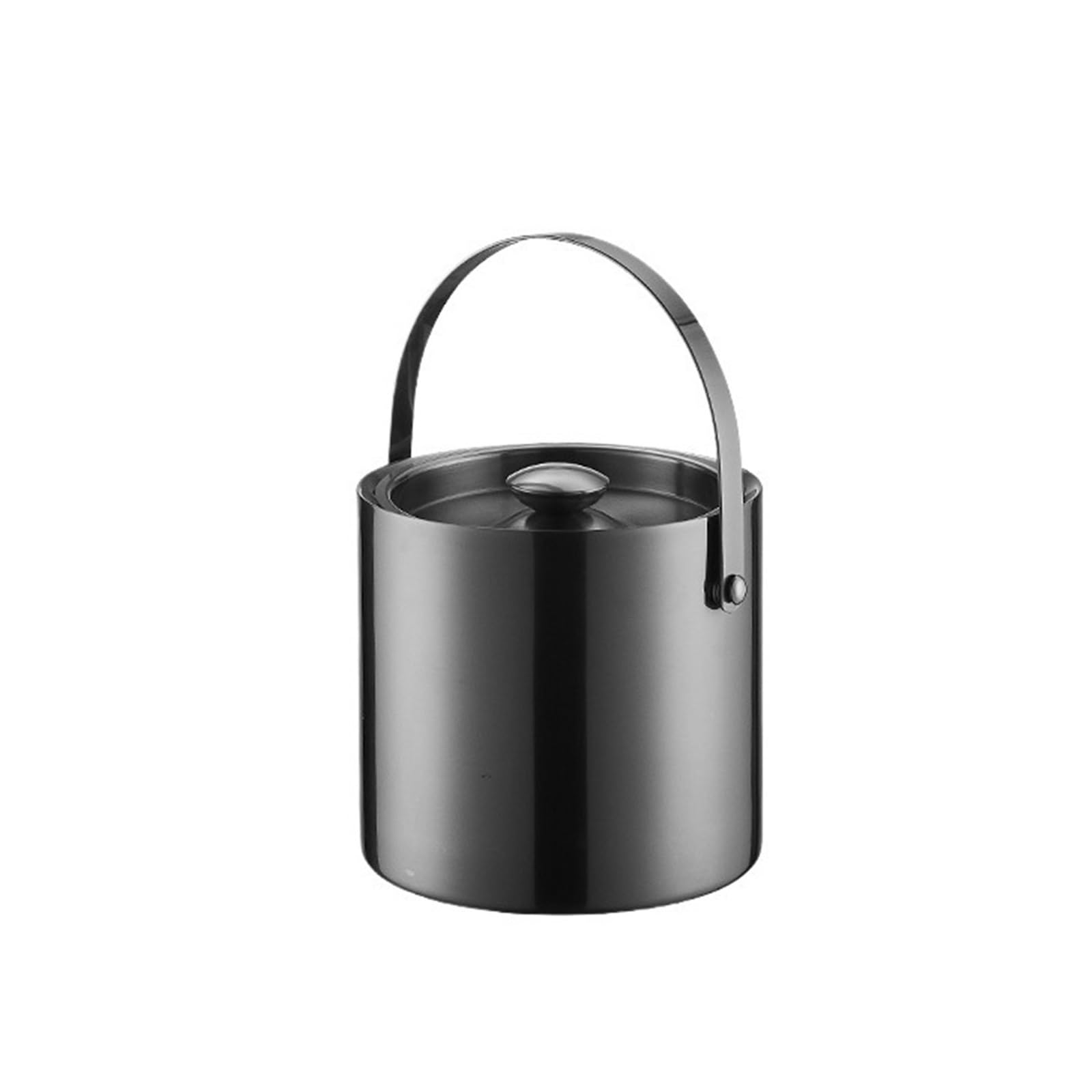 Cubitera Cubitera de Acero Inoxidable Negro Doble Capa con Tapa for coctelerías, congeladores y Vino Cubitera para Botellas(Grande)