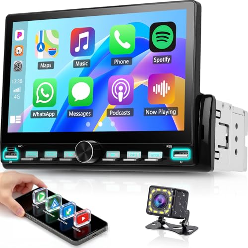 Autoradio CarPlay Android Auto avec caméra de recul et touches piano