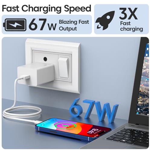 Image of Mi 67W FastCharge Type C Power Adapter with PD Charging Support Advanced Safety Protection Compact Lightweight Travel Design for Rapid Charging of Smartphones Tablets Laptops USB-C Devices Use (White)