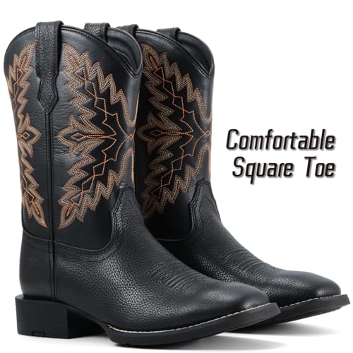 Image of SUREWAY Cowboy Boots For Men - Mens Square Toe Western Boot,Oil /Slip Resistant,Durable Fashionable Classic Pull on 10 Inch Boots Mid Calf Wellington Boots