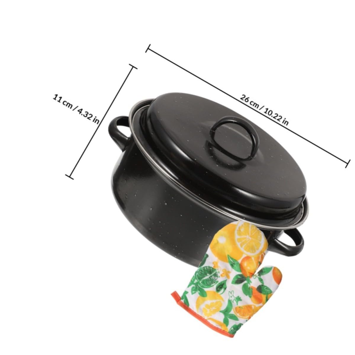 Emaille Kartoffeltopf aus Emaille Multifunktions Bräter Schwarz für Süßkartoffeln und Hähnchenflügel Restaurant und Camping Verhindert Rollen und Verrutschen