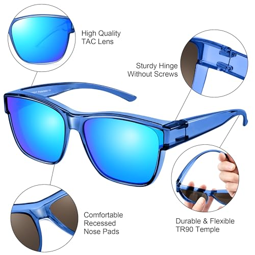 Image of URUMQI Polarized Sunglasses Fit Over Glasses for Men Women, Oversized Square Sun Glasses UV400 Protection