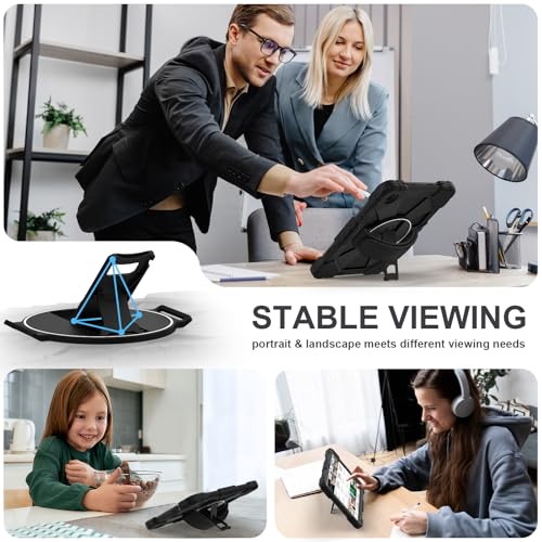 Image of Nitupai for Samsung Galaxy Tab A11+ Plus / A9+ Case 2025 /2023 11 Inch Swivel | Rugged Samsung A11+ Tablet Cover with 360 Rotating Stand Hand Strap Shoulder Strap Screen Protector, Black