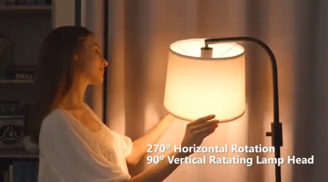 Ambimall Arc Floor Lamp for Living Room with Rotary Switch, Linen