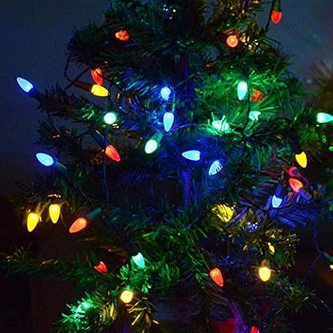Homeleo 50 Counts Multi-Coloured Led Christmas Lights, Battery Powered String Lights, Strawberry Shaped Fairy Lights for Christmas Wreath Garland Tree Decorations Cover