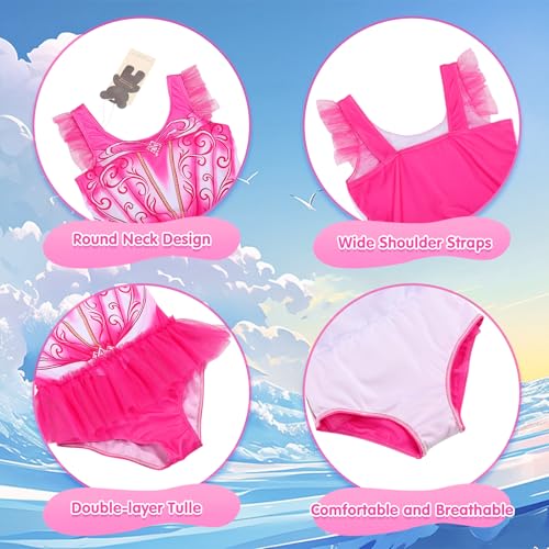 Image of Girls One Piece Swimsuit Colorful Mermaid Bathing Suits Cute Kids Princess Beach Swimwear 2-10 Years