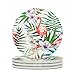Perstonnoli Tropisch Flamingo Blätter Untersetzer Rund Keramik Glasuntersetzer mit Korkboden 4 Stück Dekorative Untersetzer für Getränke Tassen Bar Glas 10cm White 6pcs