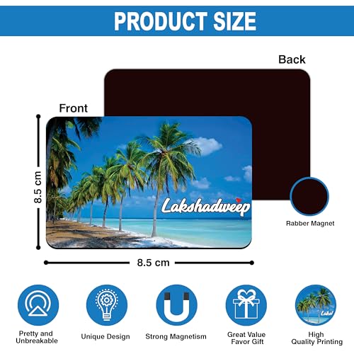 Image of Elegant Fridge Magnet with Themes |Rectangular Size Refrigerator Magnet with Magnetic Rubber Back | Pack of 1, 8.6cm X 5.4cm (Lakshadweep)