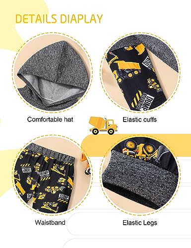 Image of MIGU Toddler Boy Clothes Dinosaur Clothes For Boys Hoodie Sweatsuit + Dinosaur Pants 2PCS Boys Outfits Set