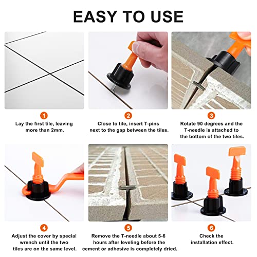 LONENESSL Tile Leveling System Kit, 150pcs Reusable Tile Spacers with 3 Special Wrenches and Retrievable Steel Needle - Image 4