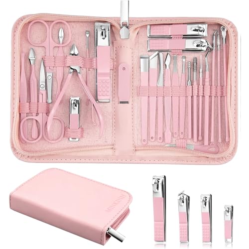 Image of MINKINH 26-Piece Manicure Set for Women, Pink At-Home Nail Care Kit