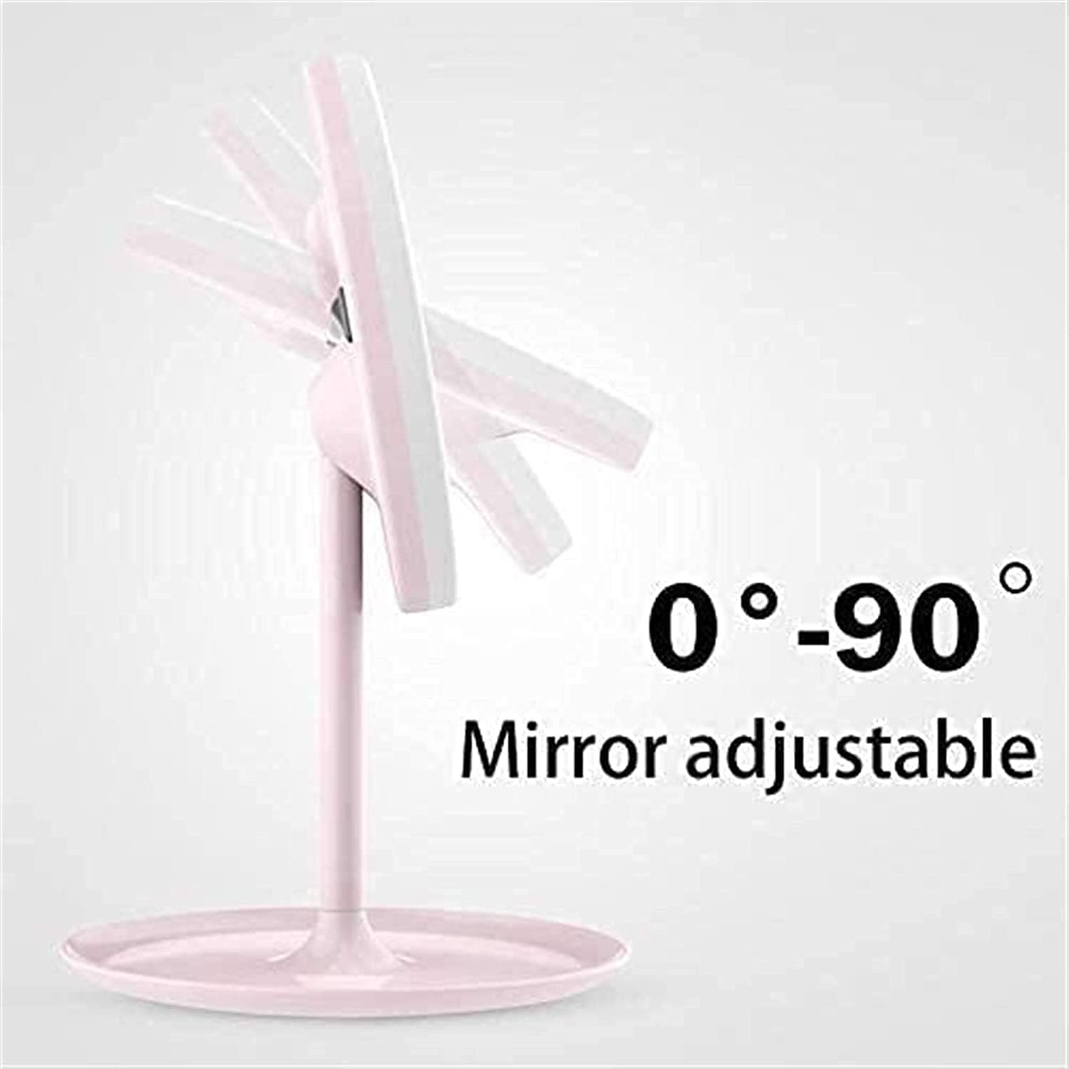 Mirrors Vanity with for Makeup Rechargeable Vanity Desktop Folding Professional Beauty Portable 3 Color Dimmable Tabletop Bathroom Mirrors Fashion/White image 5