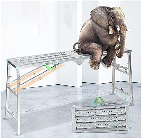 Portable Folding Scaffold Tower Ladder - Multipurpose Work Platform, 300kg Load Capacity, Heavy-Duty Work Bench for Home Improvement and Construction Projects