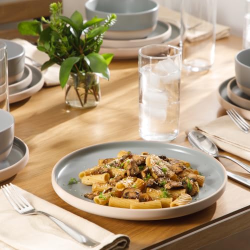 Image of Gibson Home Plates and Bowls Set, 12 Piece Dinnerware Set for 4, Grey