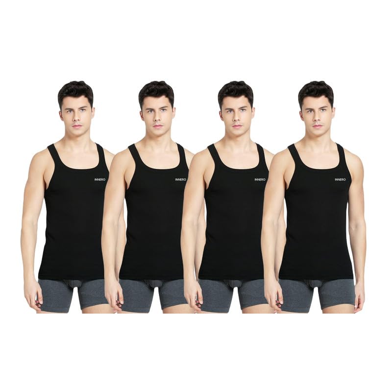 innero Men's Black Baniyan Cotton Sleeveless Gym Vest-picture-53