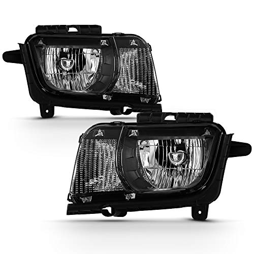 ACANII - For Black 2010 2011 2012 2013 Chevy Camaro Halogen Headlights Headlamps Replacement Driver & Passenger Side