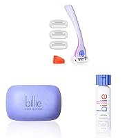 Vista 1 de Billie Kit de afeitado y tampón corporal para mujer, barra exfoliante para antes del afeitado, 3.5 onzas y crema de afeitar batida, aroma a lavanda