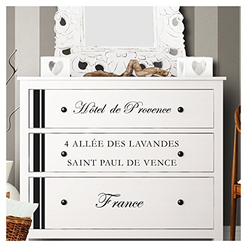 Wandaro W3342 Muurtattoo Vintage Stijl 1 I wit (B x H) 76 x 70 cm I geschikt voor IKEA HEMNES comode kast sticker muursticker