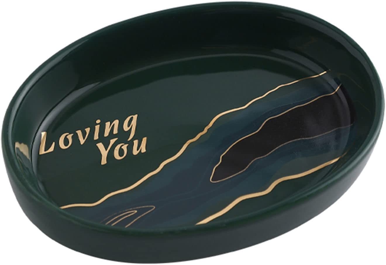 MAYABI jabonera jabonera de Ceramica Ceramics Anti-Slip Soap Dishes For Bar Soap, Oval Soap Tray-Black-Lovingyou (Color : Svart, Size : Lovingyou)