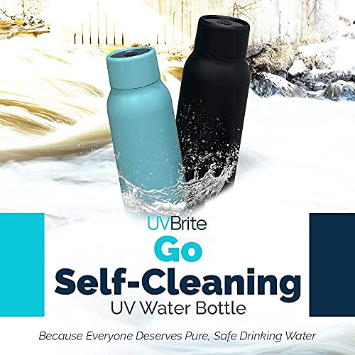 Uvbrite Go Self-Cleaning Uv Water Bottle - 18.6 Oz Insulated Stainless-Steel Rechargeable & Reusable Purifying Bottle - Sterilization & Travel-Friendly - Bpa Free - Leakproof With Safety Lock (Cyan) #TOP1