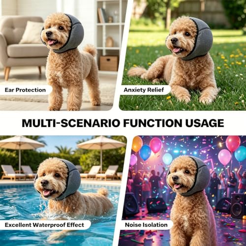 Image of Dog Ear Muffs, No Flap Ear Wraps for Dogs Hematoma - Waterproof Elastic Ear Cover with Calming Hoodie