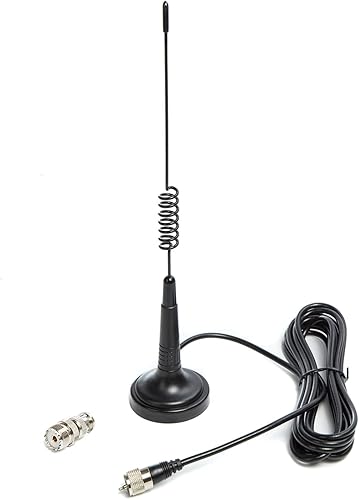 Antena CB de 27 MHz, antena de radio CB de mano, montaje magnético, antena de radio CB de 14 pulgadas PL259 y BNC macho compatible con Cobra Midland
