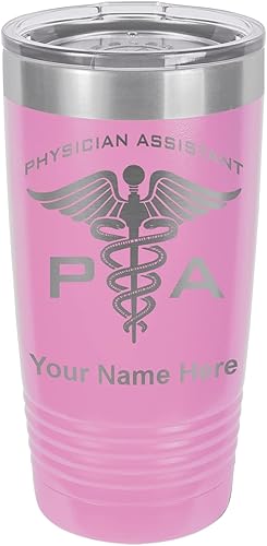 Miniatura 7 de LaserGram Vaso aislado al vacío de 20 onzas, asistente médico de PA, grabado personalizado incluido (camuflaje verde)
