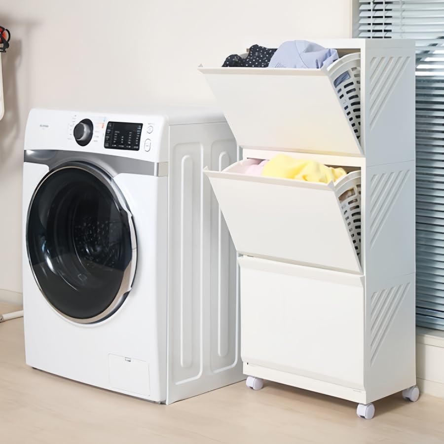 Amazon｜ランドリーボックス 3段 ランドリーラック 洗濯かご