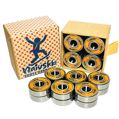 Naivskb Skate Bearings 8mm 16 Pack, Precision 608 Bearings Quad Inline Skates Roller Derby Skateboard Longboard Scooter(Vintage Orange)