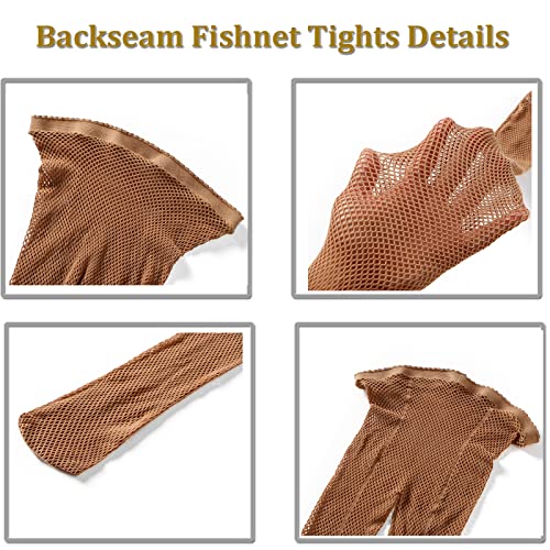 Image of Sheer Patterned Fishnet Tights - 2 Pack Back Seam Lace Fish net Pantyhose High Waist, Hollow Mesh Stocking