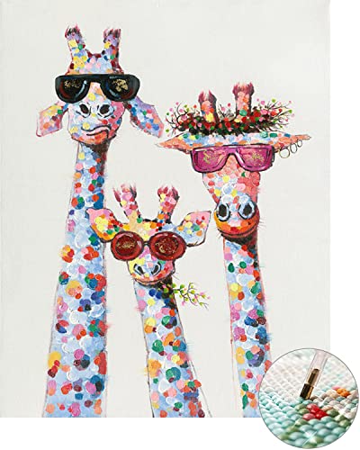 KAMIERFA Kit de Pintura de Diamantes 5D por Números, Diamond Painting Completo Drill Bordado de Punto de Cruz Decoración de Pared para el Hogar (Jirafa de la suerte, 30x40cm) Cover