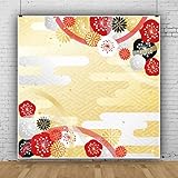 Qinunipoto 背景布 和風 お正月 写真背景 伝統模様 1.8x1.8m 撮影用 背景紙 壁飾り 菊と風 新年 中秋節 結婚式 部屋装飾 大人/子供 肖像写真 家族 スタジオ 撮影 家/オフィス装飾 事業活動 お祝い背景