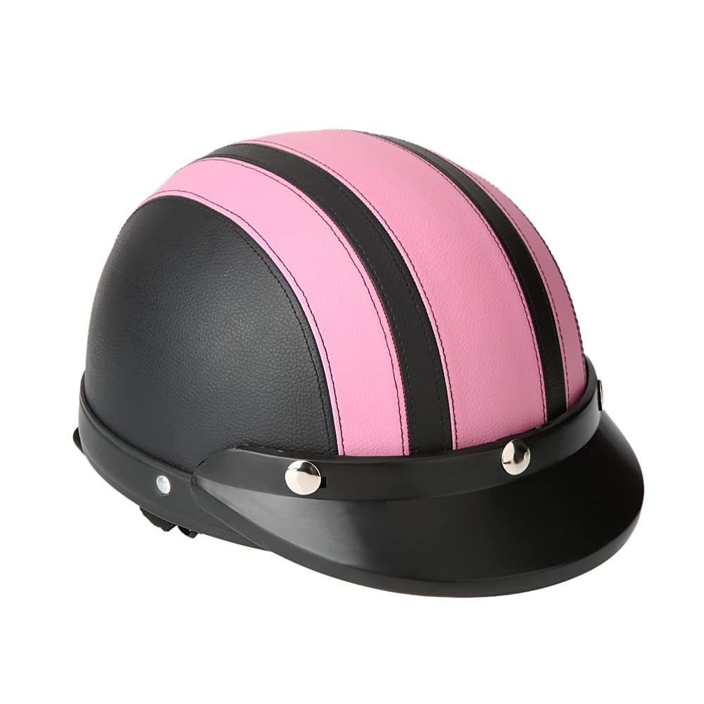 HUIOP Casques de Trottinette,Moto Scooter Open Face Demi Casque de Cuir avec visière UV Lunettes Retro Vintage Style 54-60cm