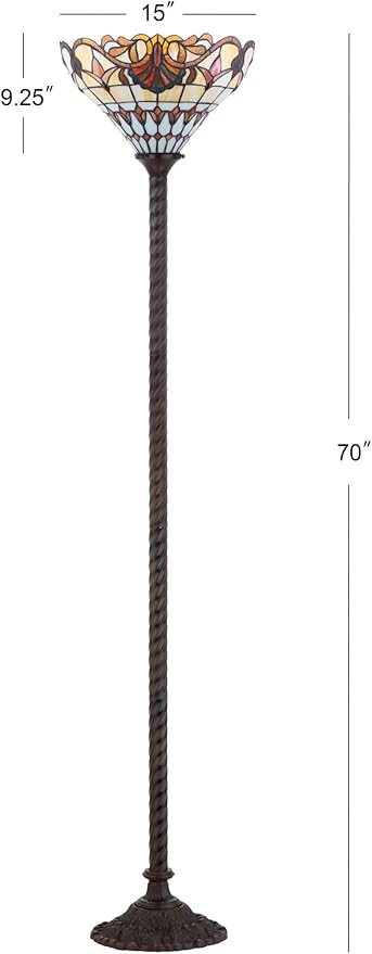 JONATHAN Y JONATHAN Y JYL8003A Davis Led-vloerlamp, 178 cm, Tiffany, traditioneel voor slaapkamer, woonkamer, 38 x 178 cm, brons photo 3