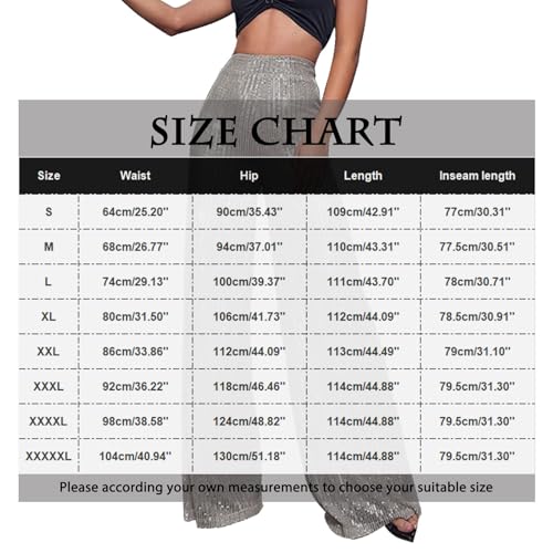 GOKKILRW Sequin Pant for Women Sparkly Glitter High Waist Wide Leg Slacks 70s Disco Party Night Club Trouser Shinny Buttoms2