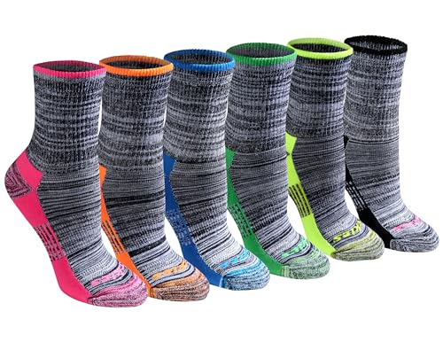 Dickies Women's Dri-Tech Advanced Moisture Wicking Mid-Crew Socks, Available in M-L (6,12 Pairs), Black Marl Assorted (6 Pairs), Large