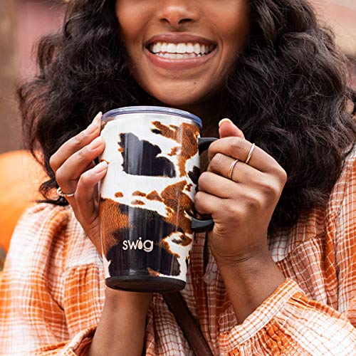 Swig Life 18oz Triple Insulated Travel Mug with Handle and Lid, Dishwasher Safe, Double Wall, and Vacuum Sealed Stainless Steel Coffee Mug in Dragon Glass Print (Multiple Patterns Available)