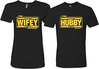Wild Bobby The Best Hubby The Best Wifey Couple T-Shirts Matching Shirts Set for Couples Him and Her Husband Wife