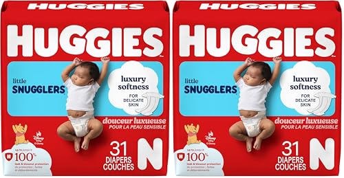 Huggies Little Snugglers Baby Diapers, Size Newborn (up to 10 lbs), 31 Ct, Newborn Diapers (Pack of 2)