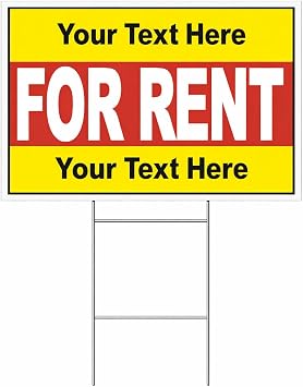 18x24 Custom For Rent Yard Sign 1 Pack, Double Sided, Metal H-Stake