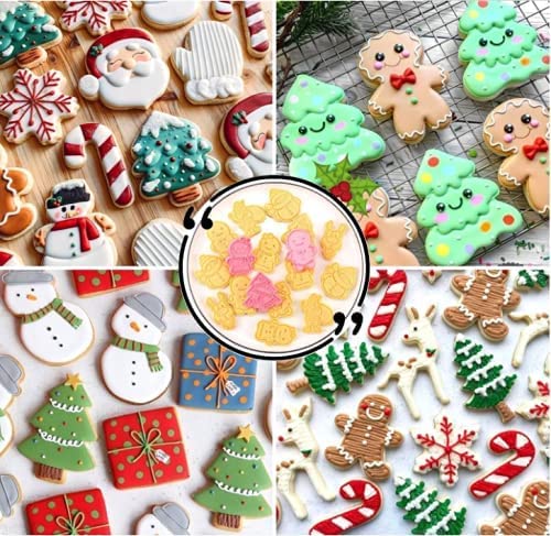 Juliyeh 8 Pcs Christmas Cookie Cutter Set, Plastic Christmas Cookie Stamps for Cookie Dough, Pastry, Donut, Fondant, Sugarcraft, DIY, Cake Decoration Chocolate Mould Cookie — photo 3