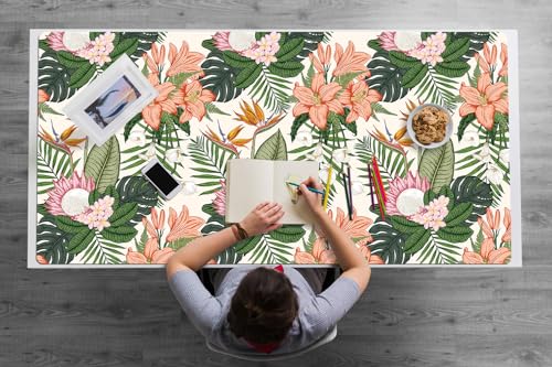 Tapis de souris imperméable et facile à nettoyer 120x60 cm grand format floral