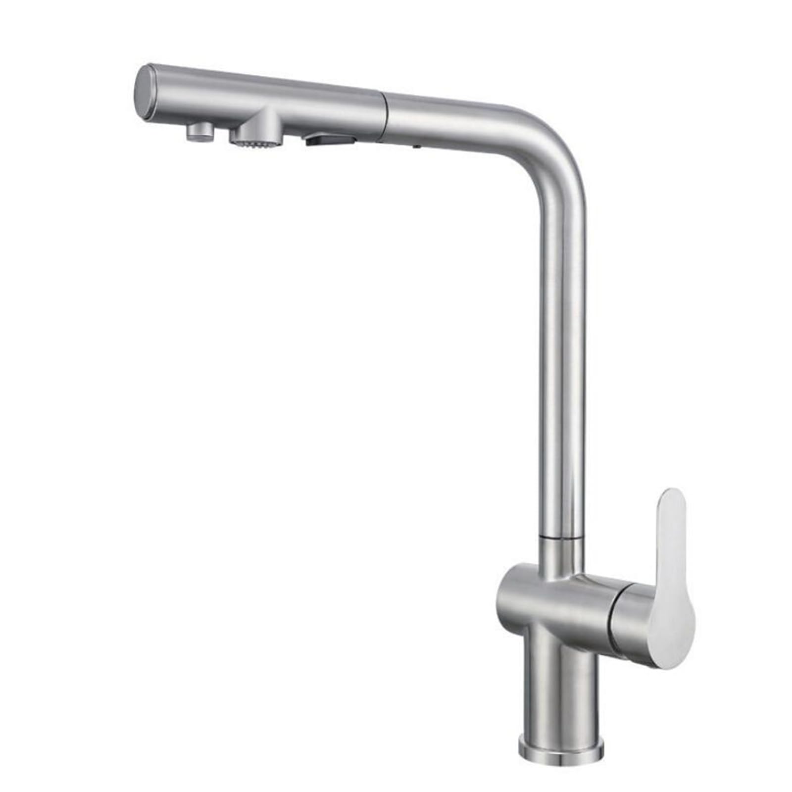 Miscelatore Cucina 3 Vie Estraibile doppia Uscita Acqua Girevole 360° Rubinetto Lavello Cucina 3 Vie Acciaio Inox-Spazzolato