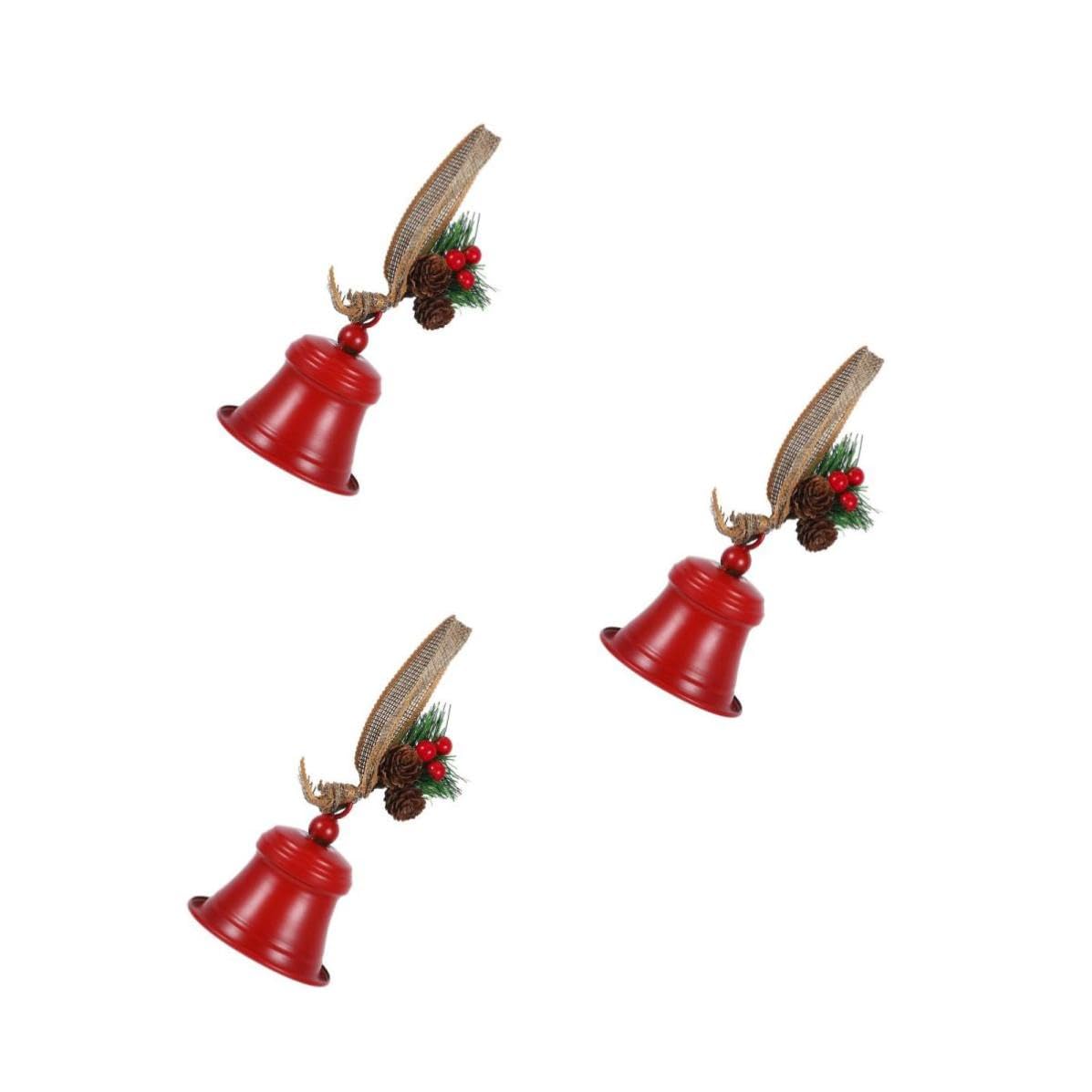 Toyvian 3 Piezas Campana Navideña Colgante de Hierro Rojo para Puerta y