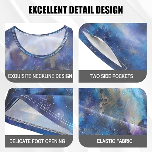 senya Short Sleeve Pajamas Sets Summer Cotton Sleepwear Watercolor Moon Galaxy Wolf4