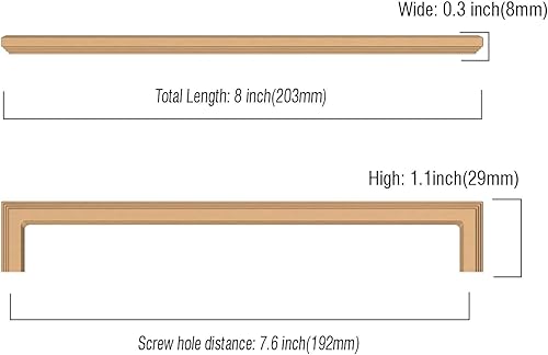 Miniatura 3 de Asidrama Paquete de 6 manijas de gabinete de cocina de bronce champán de 7.5 pulgadas (7.559 in), tiradores de gabinete de cocina dorados