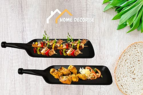 Image of Melamine 6 Pcs Black Serving Platter Combo for French Fries, Momos, Rolls Dessert and Snacks Serving /Tray (Matt Black, Combo of 6 Pcs)